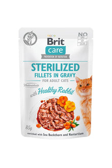  Brit care cat sterilized fillets in gravy with healthy rabbit 85 g - alimento húmedo