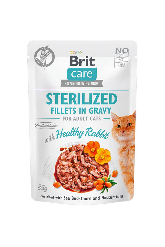 Brit care cat sterilized fillets in gravy with healthy rabbit 85 g - alimento húmedo