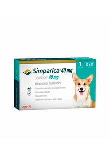  Zoetis simparica 40 mg 10,1 - 20 kg x 1 comp - antiparasitario - perro